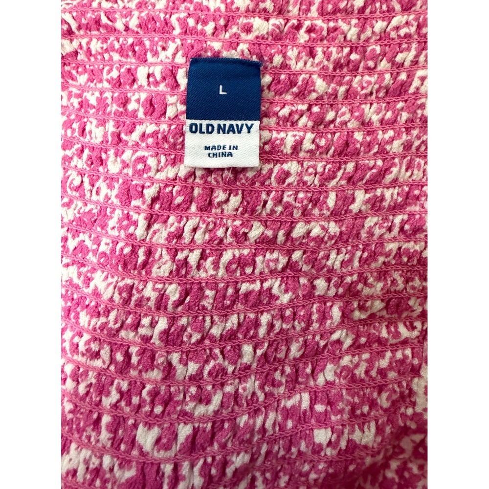 Ditzy Floral Midi Dress Pink White Button Down Front Smocked Back Boho Cottage - Picture 7 of 12